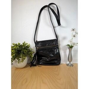 Hobo Black Leather Crossbody Bag Tassel Accent Stylish‎ Shoulder Purse